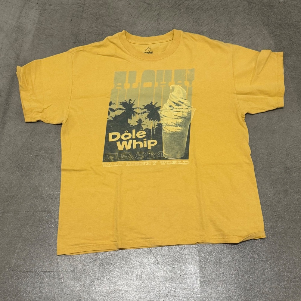 Disneyland Resort Dole Whip Aloha Walt Disney World Yellow Graphic T-Shirt L